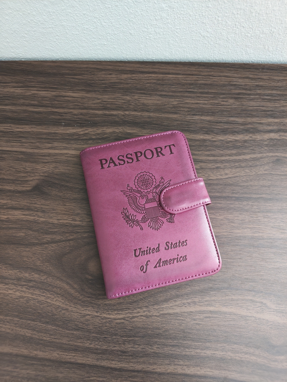 Pink Passport Holder Wallet with Snap Closure